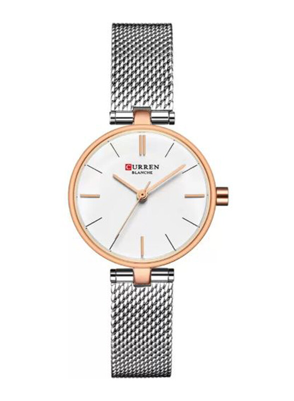 

Curren Analog Watch for Women with Stainless Steel Band, Water Resistant, 9038, Silver-White