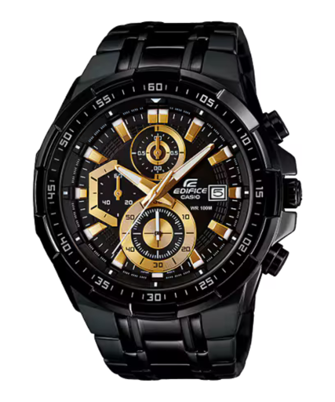 

Casio Edifice Analog Watch for Men with Stainless Steel Band, Water Resistant and Chronograph, EFR-539BK-1AV, Black-Gold