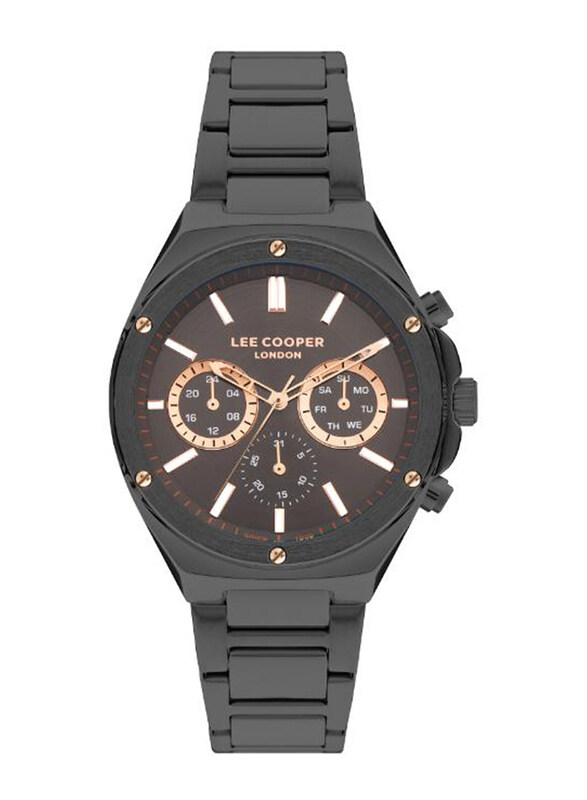

Lee Cooper Analog Watch for Men with Stainless Steel Band, Water Resistant and Chronograph, LC07845.060, Black-Brown