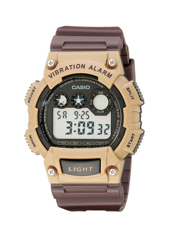 

Casio Youth Digital Watch for Boys with Resin Band, Water Resistant and Chronograph, W-735H-5AVDF, Brown-Grey