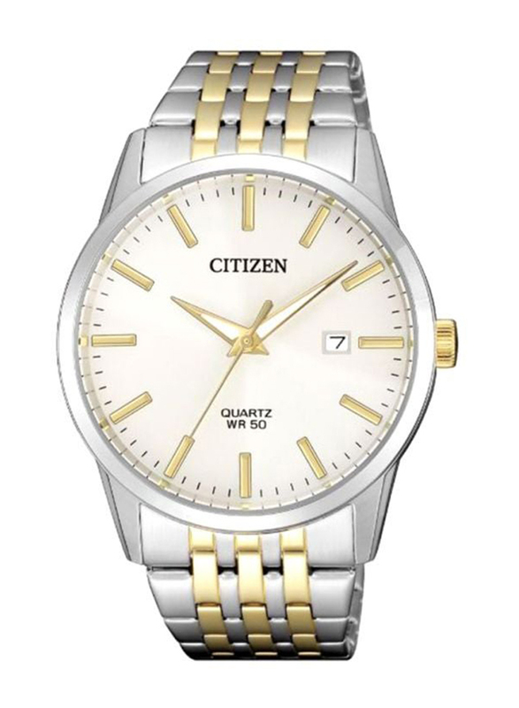 Citizen Analog Wrist Watch for Men with Stainless Steel Band, Water Resistant, BI5006-81P, Silver/Gold-White