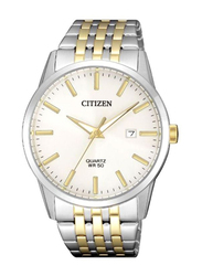 Citizen Analog Wrist Watch for Men with Stainless Steel Band, Water Resistant, BI5006-81P, Silver/Gold-White
