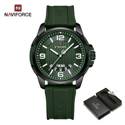 Naviforce Analog Watch for Men with Silicone Band, Water Resistant, NF9215T, Green-Green