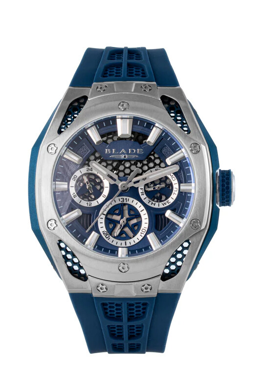 

BLADE Throttle Navy 3682G5SBB SS Case & Silicone Strap Multifunction Men's Watch