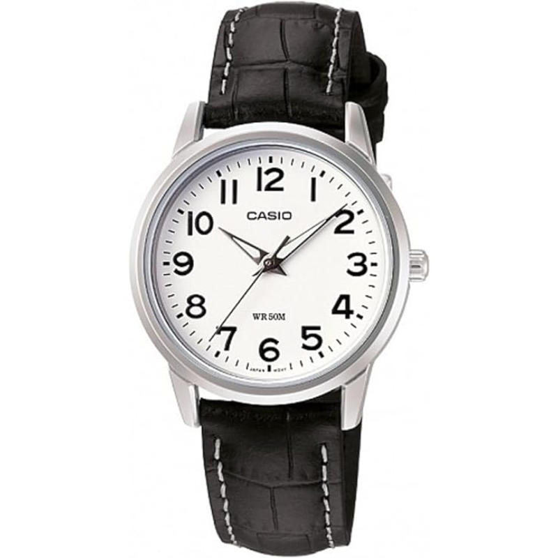 

Casio Enticer Analog Watch for Women with Leather Band, Water Resistant, LTP-1303L-7BVDF, Black-White