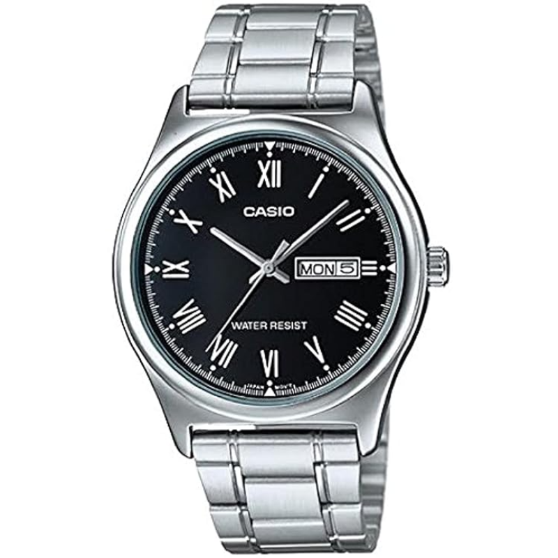 

Casio Enticer Analog Watch for Men with Stainless Steel Band, Water Resistant, MTP-V006D-1BUDF, Silver-Black