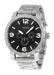 Fossil Analog Watch for Men With Stainless Steel Band, Water Resistant, JR1353, Silver-Black