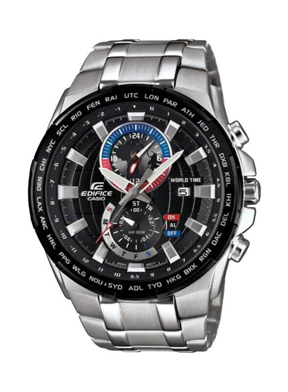 

Casio Analog Watch for Men with Stainless Steel Band, Water Resistant and Chronograph, EFR 550D-1A, Silver-Black