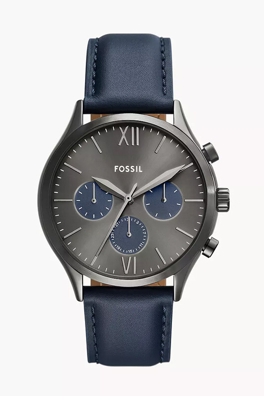 

Fossil Fenmore Multifunction Navy Leather Watch - BQ2901
