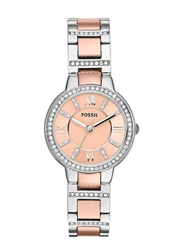 

Fossil Virginia Analog Watch for Women with Stainless Steel Band, Water Resistant, ES3405, Rose Gold/Silver-Rose Gold