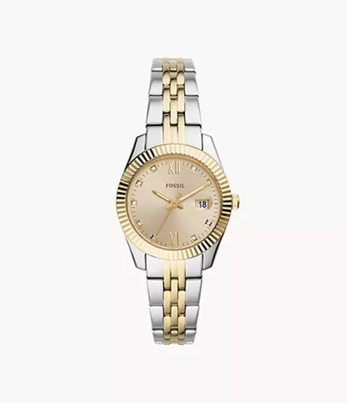 

Fossil Scarlette Analog Watch for Women with Stainless Steel Band, Water Resistant, ES4949, Multicolour-Gold