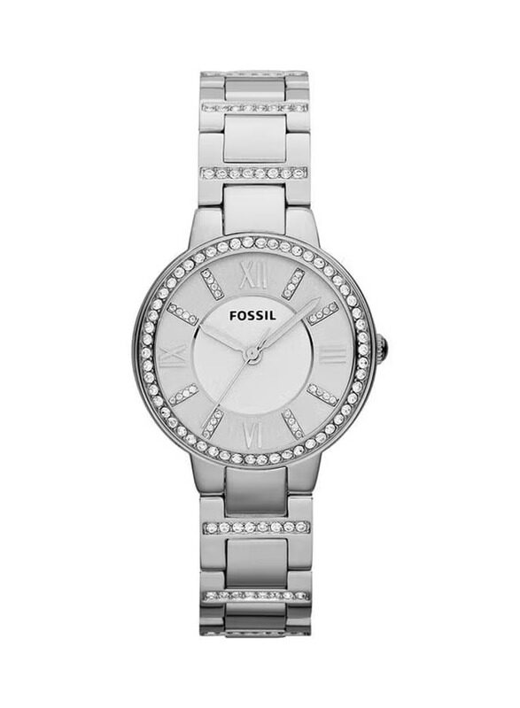 

Fossil Virginia Analog Watch for Women with Stainless Steel Band, Water Resistant, ES3282, Silver-White