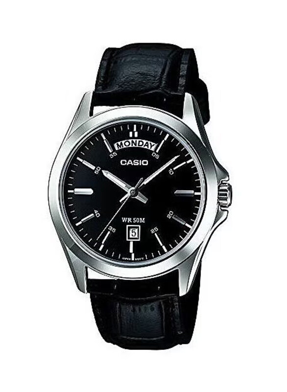 

Casio Analog Watch for Men with Leather Band, Water Resistance, MTP-1370L-1AV, Black