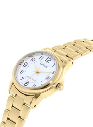 Casio Analog Watch for Women with Stainless Steel Band, Water Resistant, LTP-V002G-7, Gold-White