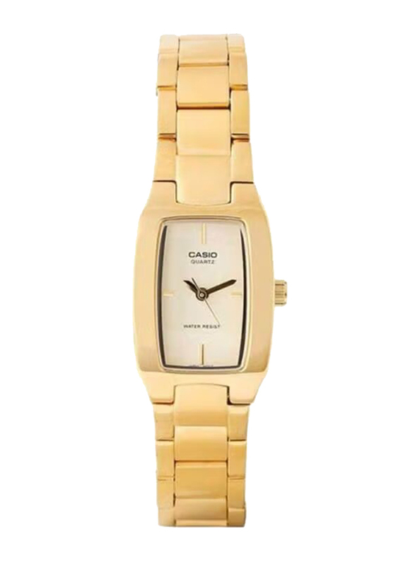 Casio Enticer Analog Watch for Women with Stainless Steel Band, Water Resistant, LTP-1165N-9CRDF, Gold-Beige