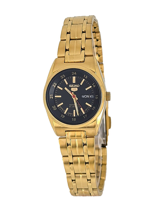 

Seiko Analog Watch for Women with Stainless Steel Band, SYMC06J1, Gold-Black