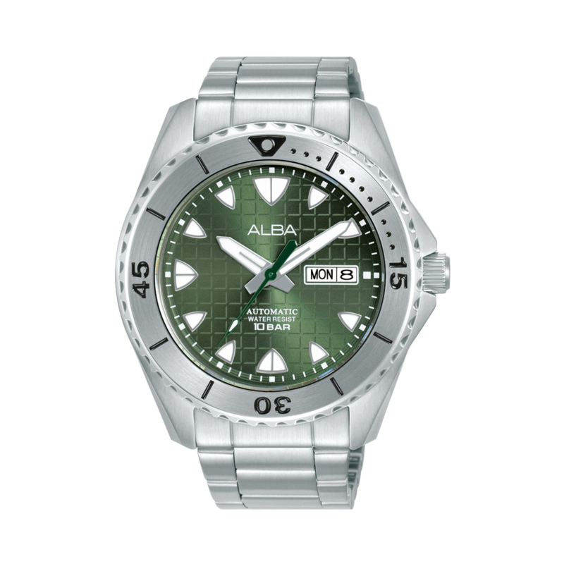 

Alba Analog Watch for Men with Stainless Steel Band, Water Resistant, AL4577X1, Silver-Olive