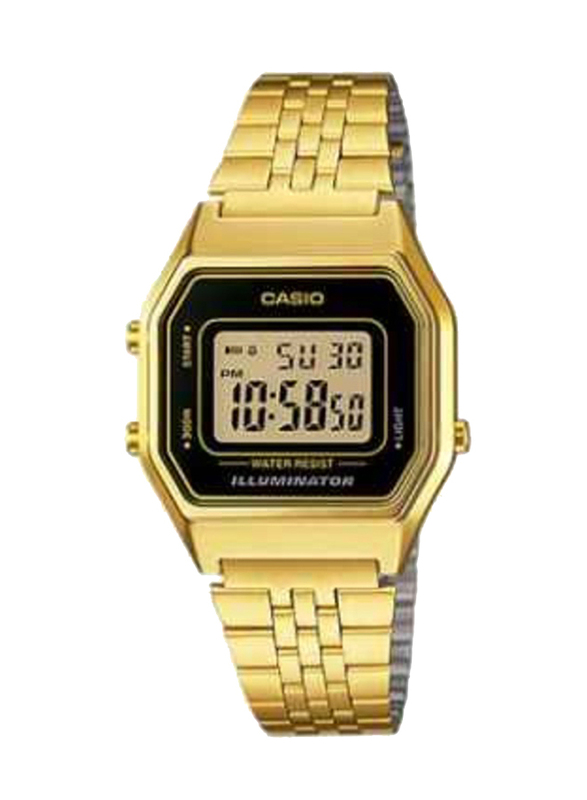 

Casio Digital Watch for Women with Stainless Steel Band, Water Resistant, LA680WGA-1D, Gold-Black/Gold