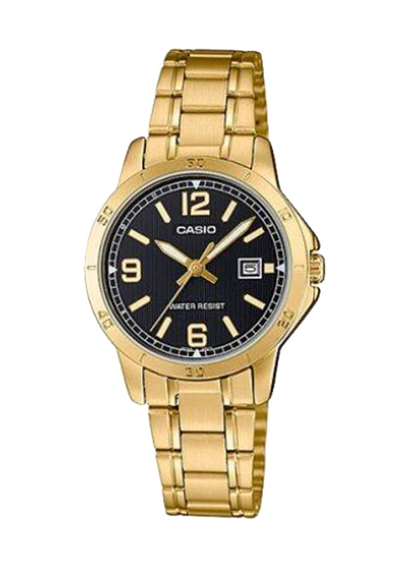 

Casio Analog Watch for Women with Stainless Steel Band, Water Resistant, LTP-V004G-1BUDF, Gold-Black