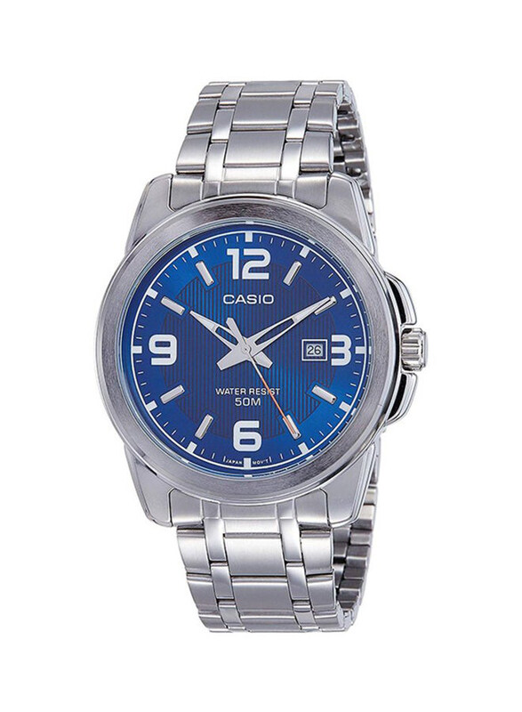 

Casio Enticer Analog Watch for Men with Stainless Steel Band, Water Resistant, MTP-1314D-2A, Silver-Blue