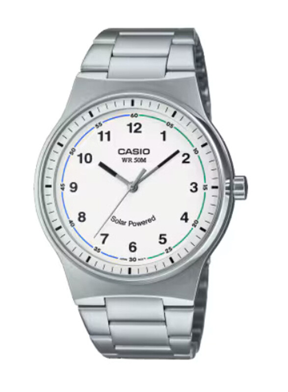 

Casio Standard Analog Watch for Men with Stainless Steel Band, Water Resistant, MTP-RS105D-7BVDF, Silver-White