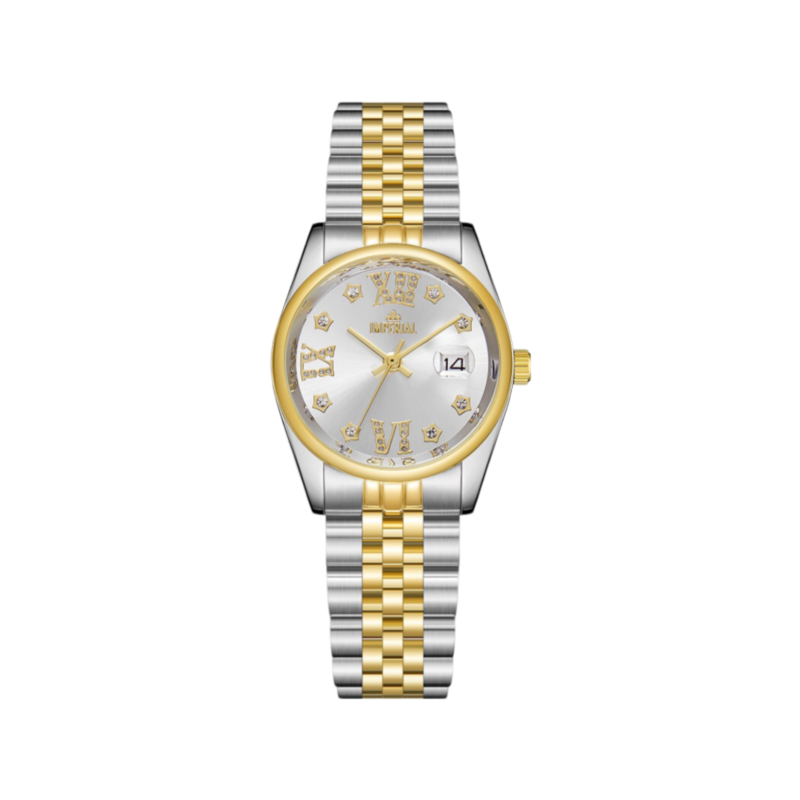 

Imperial Analog Watch for Women with Stainless Steel Band, Water Resistant, 8671L2T, Silver/gold-Silver