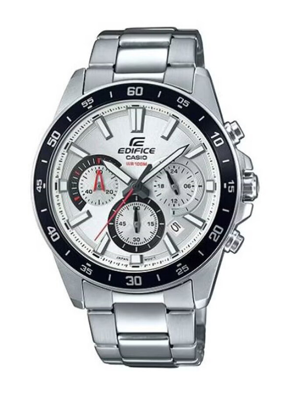 

Casio Edifice Analog Watch for Men with Stainless Steel Band, Water Resistant and Chronograph, EFV-570D-7AVUDF, Silver-Black