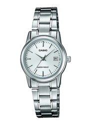 Casio Analog Watch for Women with Stainless Steel Band, Water Resistant, LTP-V002D-7A, Silver-Silver