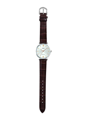 Casio Analog Watch for Women with Leather Band, Water Resistant, LTP-VT01L-7B2UDF, Brown-Silver