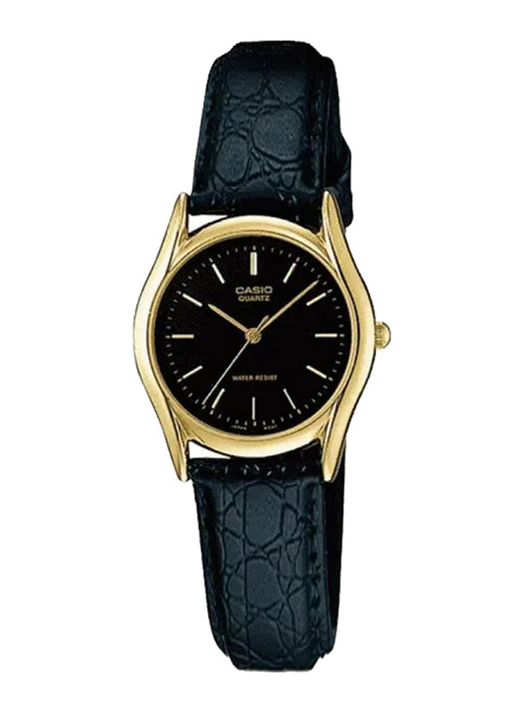 

Casio Standard Series Analog Watch for Women with Leather Genuine Band, Water Resistant, LTP-1094Q-1ARDF, Black-Black