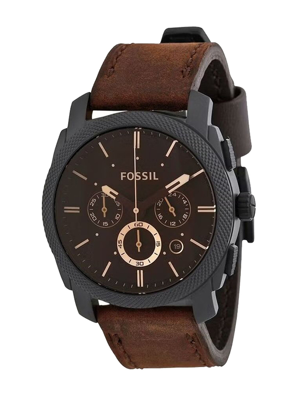 Fossil Analog Watch for Men with Leather Band, Water Resistant, FS4656, Brown
