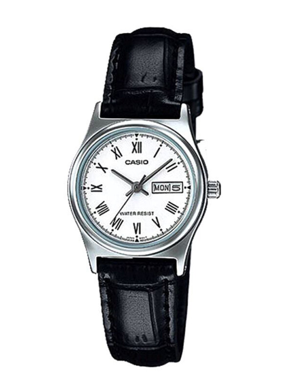 

Casio Analog Watch for Women with Leather Band, Water Resistant, LTP-V006L-7BUDF, Black-White