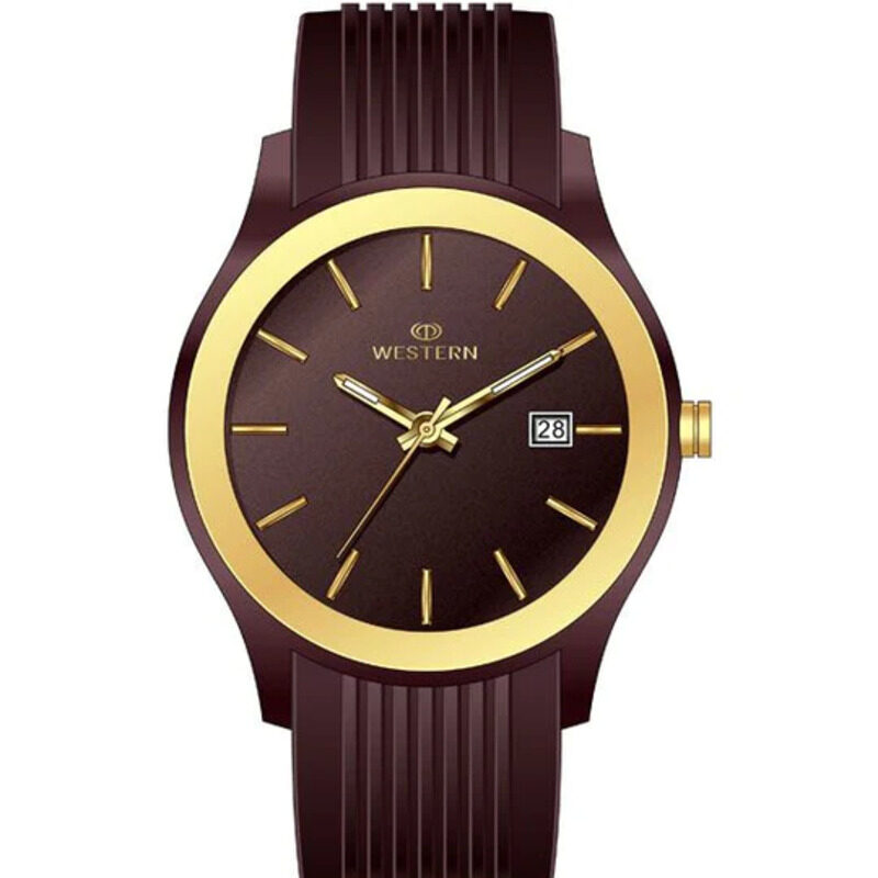 

Western Savvish Analog Watch for Men with Silicone Band, Water Resistant, W7170GRG010Q, Brown-Brown