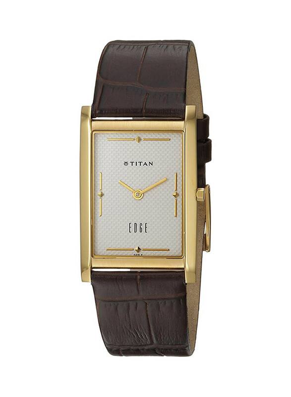 

Titan Edge Analog Watch for Men with Leather Band, 1043YL04, Brown-White