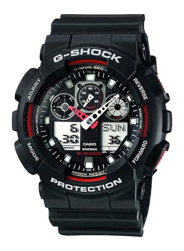 

G-Shock Analog + Digital Watch for Men with Resin Band, Water Resistant and Chronograph, GA-100-1A4, Black