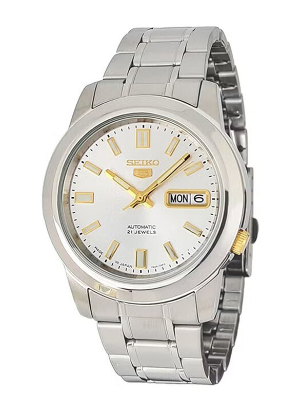 

Seiko Analog Watch for Men with Stainless Steel Band with Day & Date Display, Water Resistant, SNKK09J1, Silver