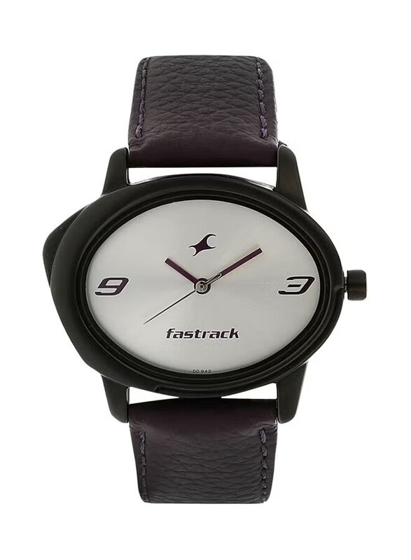 

Fastrack Analog Watch for Women with Leather Band, 6098NL01, Purple-Silver