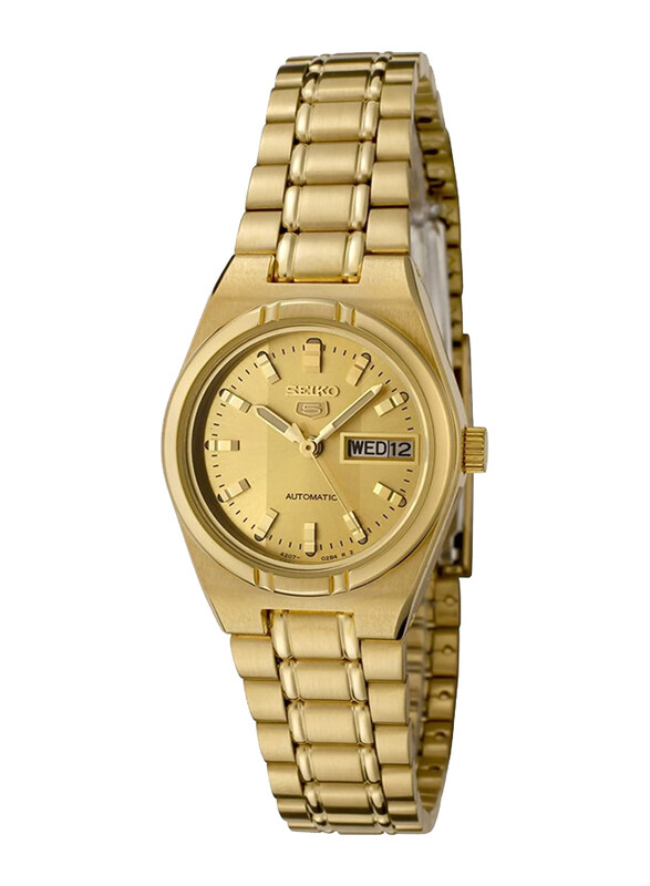 

Seiko Analog Watch for Women with Stainless Steel Band, Water Resistant, SYM600K, Gold