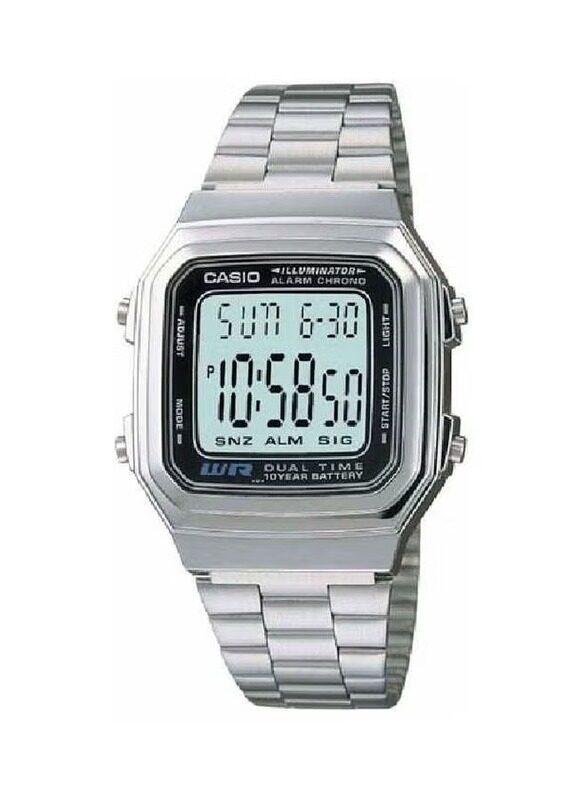 

Casio Classic Digital Watch for Men with Stainless Steel Band, Water Resistant, A178wa-1Av, Silver-Grey