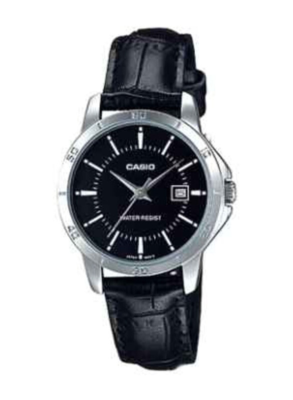 

Casio Analog Watch for Women with Leather Band, Water Resistant, LTP-V004L-1AUDF, Black