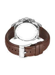Fossil Grant Analog Watch for Men with Leather Band, Chronograph, FS4735, Brown-White