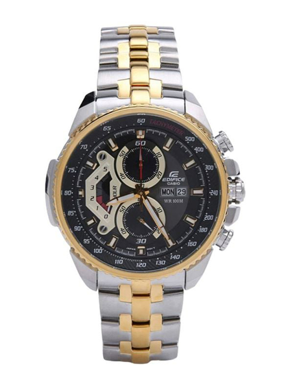 

Casio Edifice Analog Watch for Men with Stainless Steel Band, Water Resistant and Chronograph, EF-558SG-1AVDF, Silver/Gold-Black