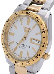 Seiko Analog Watch for Men with Stainless Steel Band & Date Display, SNKE04J1, Silver/Gold-White