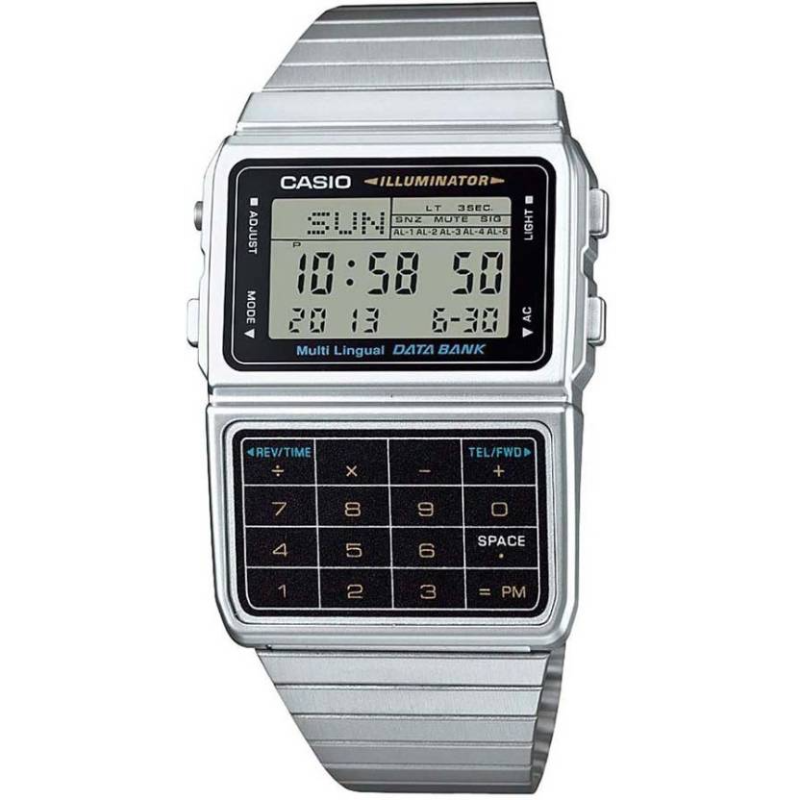 

Casio Vintage Series Digital Watch for Men with Stainless Steel Band, Water Resistant, DBC-611-1DF, Silver-Black