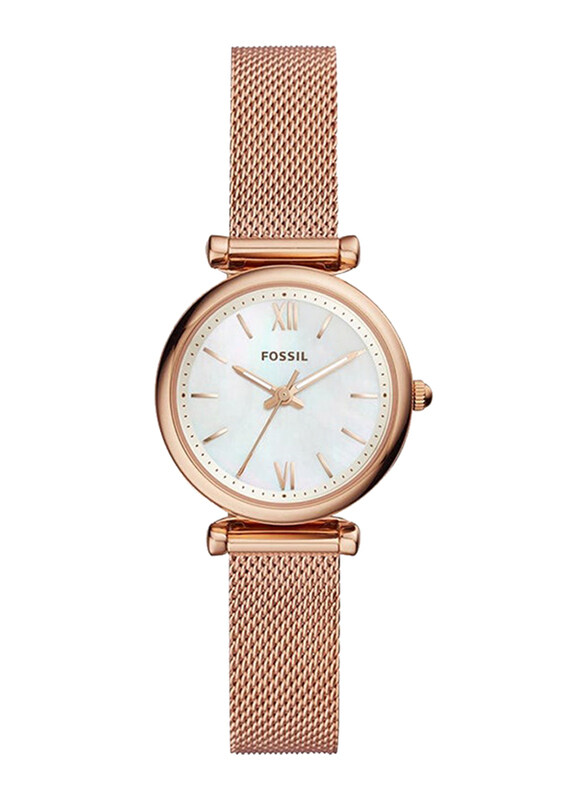 

Fossil Analog Watch for Women with Stainless Steel Band, Water Resistant, ES4433, White-Gold