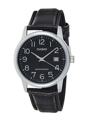 Casio Dress Analog Watch for Men with Leather Band, Water Resistant, MTP-V002L-1BUDF, Black
