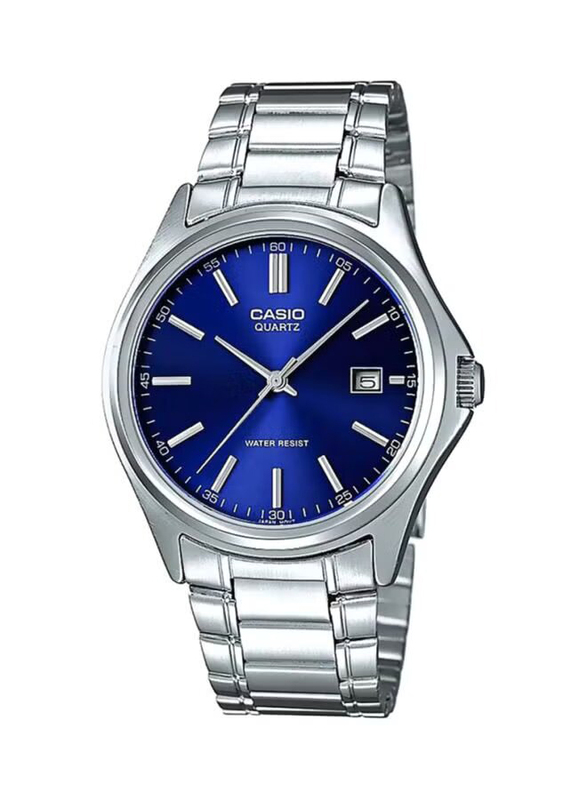 Casio Enticer Analog Watch for Women with Stainless Steel Band, Water Resistant, LTP-1183A-2ADF, Silver-Blue