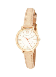 Fossil Jacqueline Analog Wrist Watch for Women with Leather Band, Water Resistant, ES3802, Beige-White