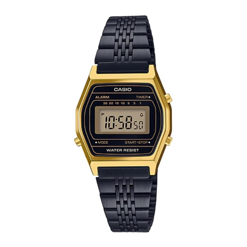 

Casio Vintage Series Digital Unisex Watch with Stainless Steel Band, Water Resistant, LA690WGB-1DF, Black-Black