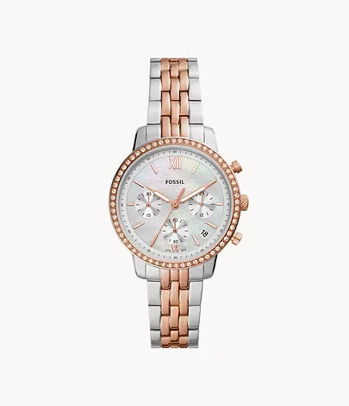 

Fossil Neutra Analog Watch for Women with Stainless Steel Band, Water Resistant and Chronograph, ES5279, Multicolour-White